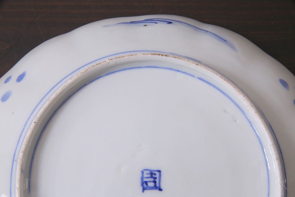 アンティーク雑貨　明治期　紅葉に鹿　7寸染付皿2枚セット(和食器)(R-037195)