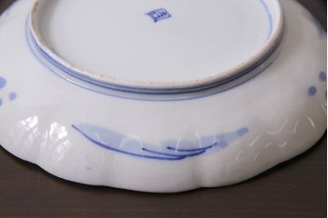 アンティーク雑貨　明治期　紅葉に鹿　7寸染付皿2枚セット(和食器)(R-037195)