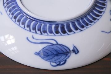 アンティーク雑貨　明治期　山水図　九谷　8寸染付皿2枚セット(和食器)(R-037197)