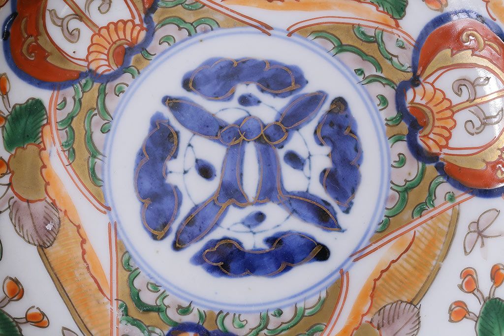 アンティーク雑貨　明治期　色絵　伊万里　6寸3分皿2枚セット(和食器)(R-037199)