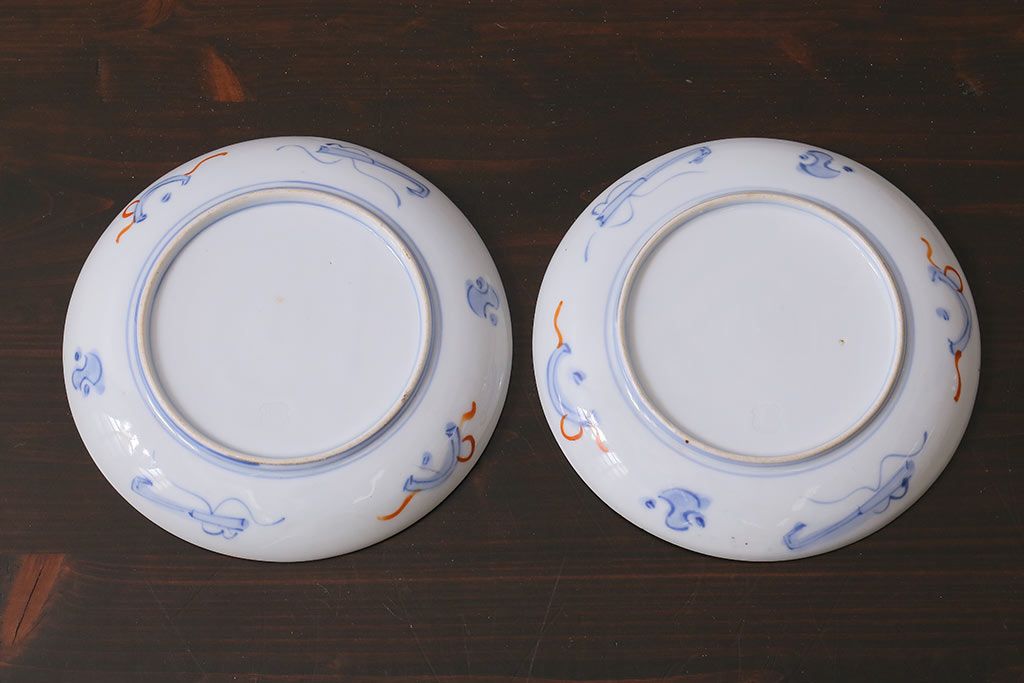 アンティーク雑貨　明治期　色絵　伊万里　6寸3分皿2枚セット(和食器)(R-037199)