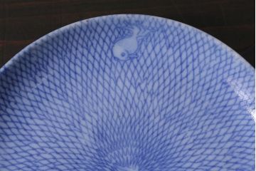 アンティーク雑貨　大正昭和初期　図変わり金魚図　印判皿3枚セット(和食器、小皿)(R-037201)