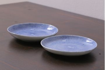 アンティーク雑貨　大正昭和初期　図変わり金魚図　印判皿2枚セット(和食器、小皿)(R-037202)