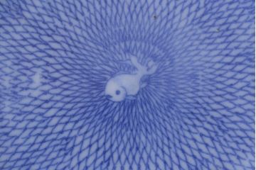 アンティーク雑貨　大正昭和初期　図変わり金魚図　印判皿2枚セット(和食器、小皿)(R-037202)