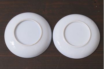 アンティーク雑貨　大正昭和初期　図変わり金魚図　印判皿2枚セット(和食器、小皿)(R-037202)