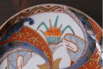 アンティーク雑貨　上手　明治期　色絵ねじり文5寸皿3枚セット(和食器)(R-037203)