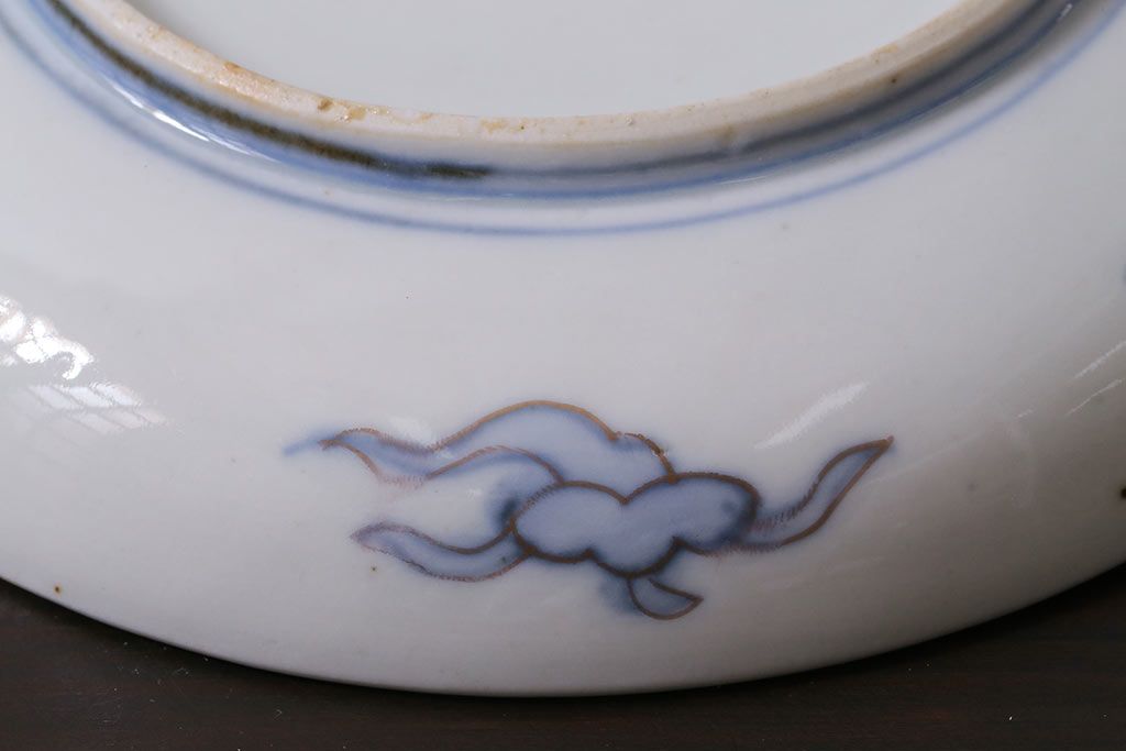 アンティーク雑貨　上手　明治期　色絵ねじり文5寸皿3枚セット(和食器)(R-037203)