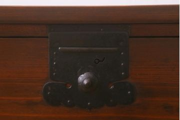 アンティーク家具　明治大正期　箪笥リメイク　ヒノキ材　フラップダウン扉が便利な脚付きテレビ台(ローボード、テレビボード、収納棚)(R-037204)