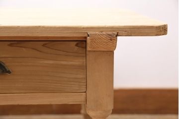 アンティーク家具　昭和初期　ストリップド(剥離)　ヒノキ材　和洋折衷な文机(ローテーブル)(R-037205)