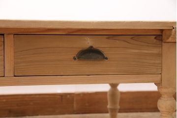 アンティーク家具　昭和初期　ストリップド(剥離)　ヒノキ材　和洋折衷な文机(ローテーブル)(R-037205)