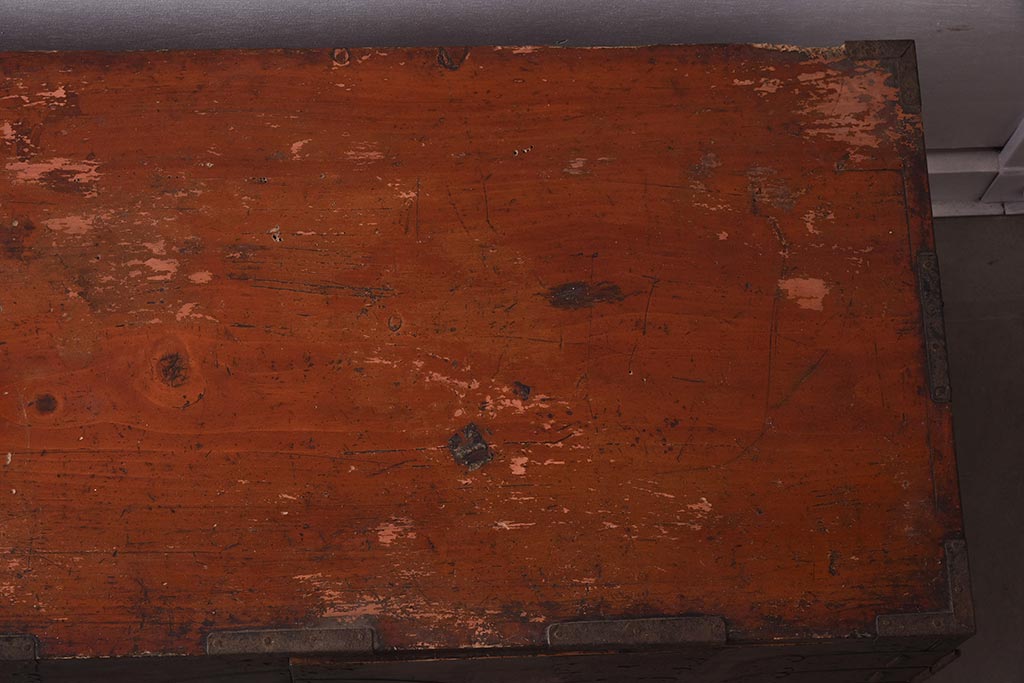 アンティーク家具　ヒノキ材　観音開き扉　趣たっぷりの衣装箪笥(ローボード、ローチェスト、引き出し)(R-037210)