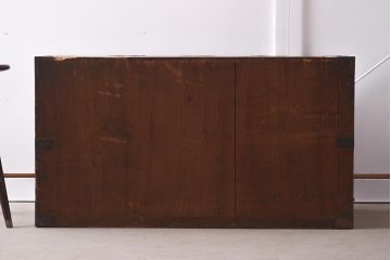 アンティーク家具　ヒノキ材　観音開き扉　趣たっぷりの衣装箪笥(ローボード、ローチェスト、引き出し)(R-037210)