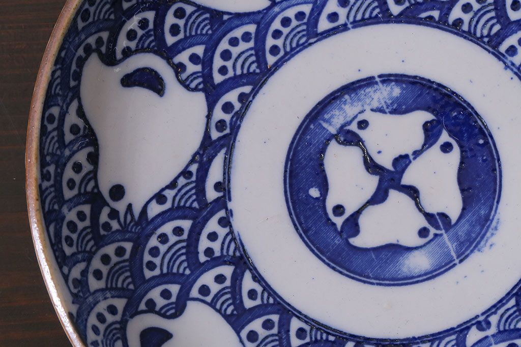染付印判皿４枚　アンティーク　波千鳥 公式】アンティーク家具ラフジュ工房商品詳細ページアンティーク雑貨