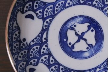 アンティーク雑貨　昭和初期　波千鳥　印判皿4枚セット(和食器)(R-037212)