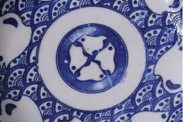 アンティーク雑貨　昭和初期　波千鳥　印判皿4枚セット(和食器)(R-037212)