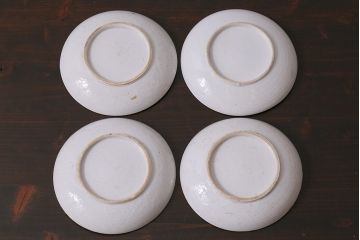 アンティーク雑貨　昭和初期　波千鳥　印判皿4枚セット(和食器)(R-037212)