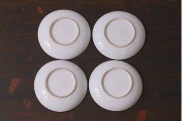 アンティーク雑貨　昭和初期　波千鳥　印判皿4枚セット(和食器)(R-037213)