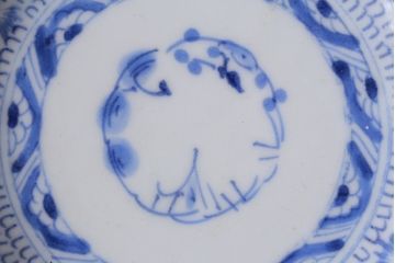 アンティーク雑貨　江戸後期~幕末　伊万里　微塵唐草　染付小皿3枚セット(なます皿)