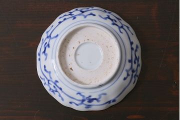 アンティーク雑貨　江戸後期~幕末　伊万里　微塵唐草　染付小皿3枚セット(なます皿)