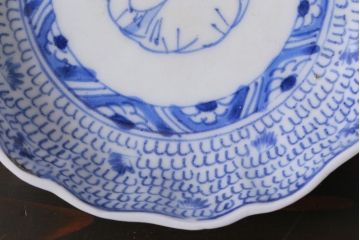 アンティーク雑貨　江戸後期~幕末　伊万里　微塵唐草　染付小皿3枚セット(なます皿)(R-037215)