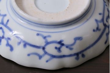 アンティーク雑貨　江戸後期~幕末　伊万里　微塵唐草　染付小皿3枚セット(なます皿)(R-037215)