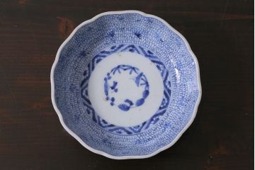 アンティーク雑貨　骨董　幕末期　伊万里　微塵唐草文　なます皿2枚セット(鉢、和食器)(R-037216)