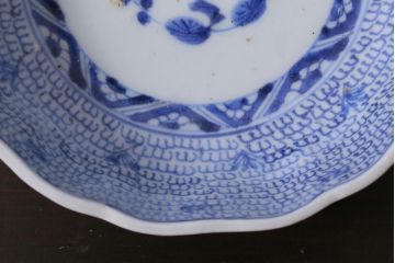 アンティーク雑貨　骨董　幕末期　伊万里　微塵唐草文　なます皿2枚セット(鉢、和食器)(R-037216)