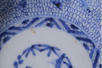 アンティーク雑貨　骨董　幕末期　伊万里　微塵唐草文　なます皿2枚セット(鉢、和食器)(R-037216)