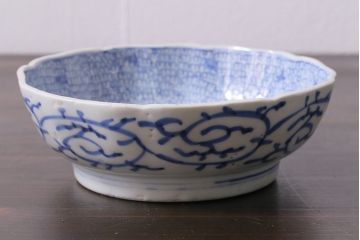 アンティーク雑貨　骨董　幕末期　伊万里　微塵唐草文　なます皿2枚セット(鉢、和食器)(R-037216)