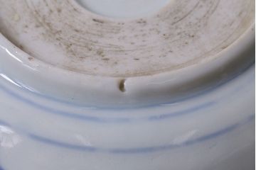 アンティーク雑貨　古民具・骨董　江戸後期　染付　4.6寸なます皿2枚セット(和食器、小皿)(R-037217)