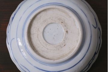 アンティーク雑貨　古民具・骨董　江戸後期　染付　4.6寸なます皿2枚セット(和食器、小皿)(R-037218)