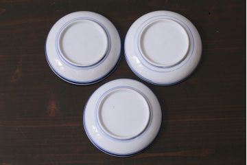 アンティーク雑貨　幕末~明治　花蝶図　染付　3.5寸小皿3枚セット(和食器)(R-037219)