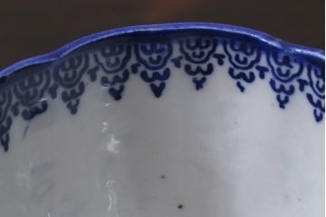 アンティーク雑貨　明治大正期　蛸唐草印判蕎麦猪口4個セット(向付、和食器)(R-037220)