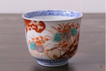 アンティーク雑貨　古民具・骨董　明治期　色絵蕎麦猪口　伊万里　向付3個セット(R-037225)