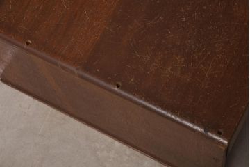 アンティーク家具　昭和中期　シルバーの取っ手がお洒落なレトロな佇まいの文机(座机、ローテーブル、片袖机)(R-037234)