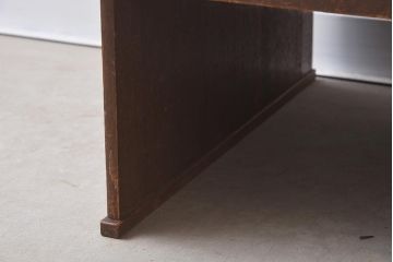 アンティーク家具　昭和中期　シルバーの取っ手がお洒落なレトロな佇まいの文机(座机、ローテーブル、片袖机)(R-037234)