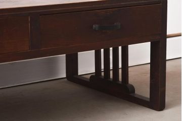 アンティーク家具　大正昭和初期　脚のデザインが目を惹くレトロな文机(座机、ローテーブル)(R-037235)