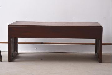 アンティーク家具　大正昭和初期　脚のデザインが目を惹くレトロな文机(座机、ローテーブル)(R-037235)