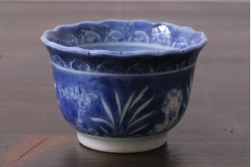 アンティーク雑貨　江戸期　古伊万里　染付　湯呑2客セット(向付、蕎麦猪口)(R-037236)