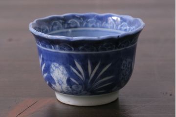 アンティーク雑貨　江戸期　古伊万里　染付　湯呑2客セット(向付、蕎麦猪口)(R-037236)
