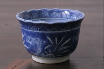 アンティーク雑貨　江戸期　古伊万里　染付　湯呑2客セット(向付、蕎麦猪口)(R-037236)