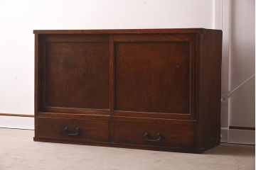 アンティーク家具　前面ケヤキ材　美しい杢目が目をひくキャビネット(戸棚、収納棚)(R-037241)