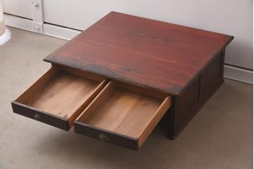 アンティーク家具　明治大正期　赤みがかった色味が素敵な大きなサイズの文机(座机、ローテーブル、センターテーブル)(R-037258)