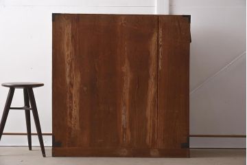 アンティーク家具　明治大正期　前面ケヤキ材　ダイナミックな木目が魅力の時代箪笥(茶箪笥、収納棚、戸棚、引き出し)(R-037261)