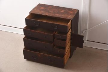 アンティーク家具　古民具・骨董　明治期　片開き戸付きの風情ある小タンス(引き出し、時代箪笥、整理タンス)(R-037263)