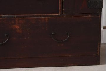 アンティーク家具　古民具・骨董　明治期　片開き戸付きの風情ある小タンス(引き出し、時代箪笥、整理タンス)(R-037263)