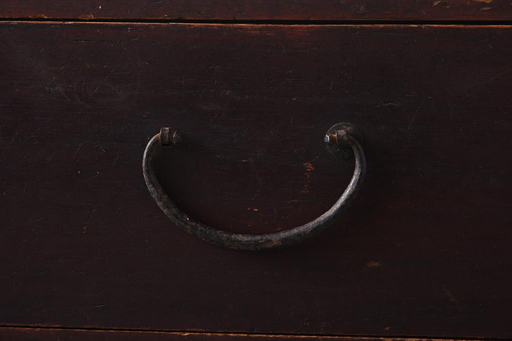 アンティーク家具　古民具・骨董　明治期　片開き戸付きの風情ある小タンス(引き出し、時代箪笥、整理タンス)(R-037263)