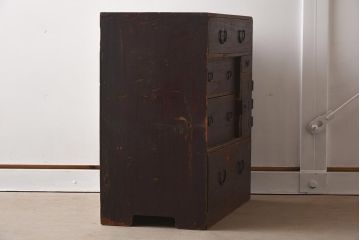 アンティーク家具　古民具・骨董　明治期　片開き戸付きの風情ある小タンス(引き出し、時代箪笥、整理タンス)(R-037263)