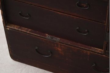 アンティーク家具　古民具・骨董　明治期　片開き戸付きの風情ある小タンス(引き出し、時代箪笥、整理タンス)(R-037263)