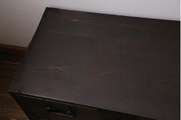 アンティーク家具　和製アンティーク　明治大正期　前面ヒノキ(檜)材　経年による深い木の色合いが魅力の重ね箪笥(タンス、衣装箪笥、引き出し)(R-037279)